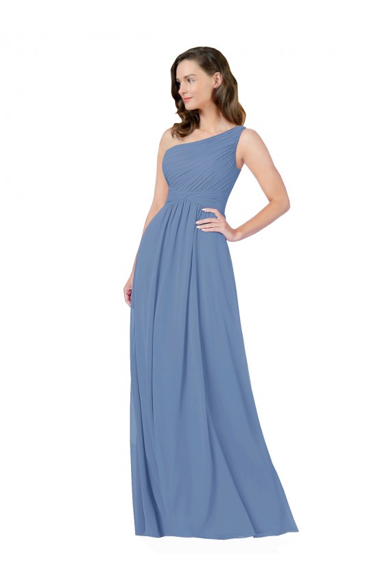 Outlet Pleated One Shoulder Chiffon Bridesmaid Dress UK