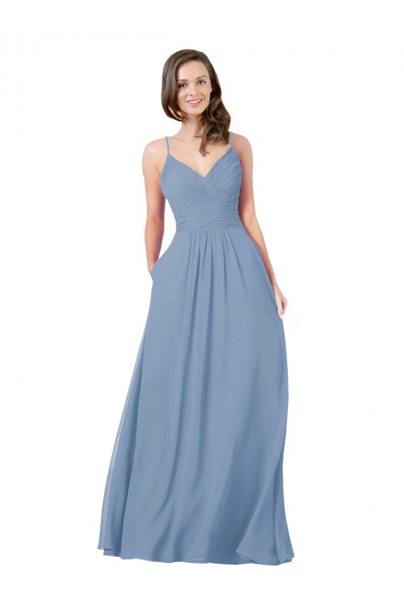 Outlet A-Line Ruched V-Neckline Chiffon Bridesmaid Dress UK