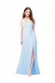Outlet Chiffon Bridesmaid Dress with Tie Sash and Side Slit UK