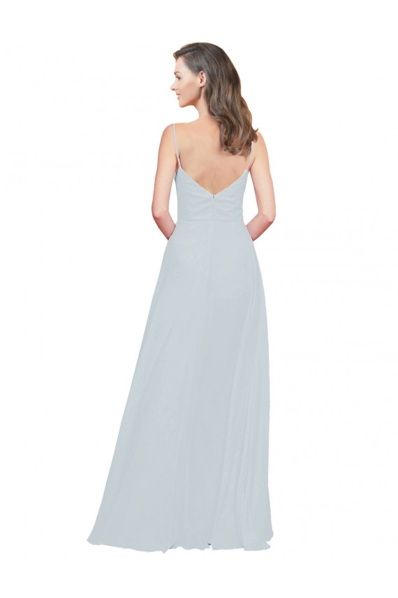 Outlet Slim A-Line Chiffon Bridesmaid Dress with Spaghetti Strap Gathered Bodice UK