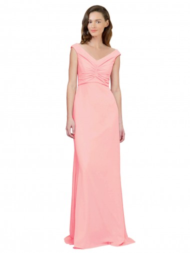 Outlet Luxe Chiffon Bridesmaid Dress with Shoulder Tip Gathered Bodice UK