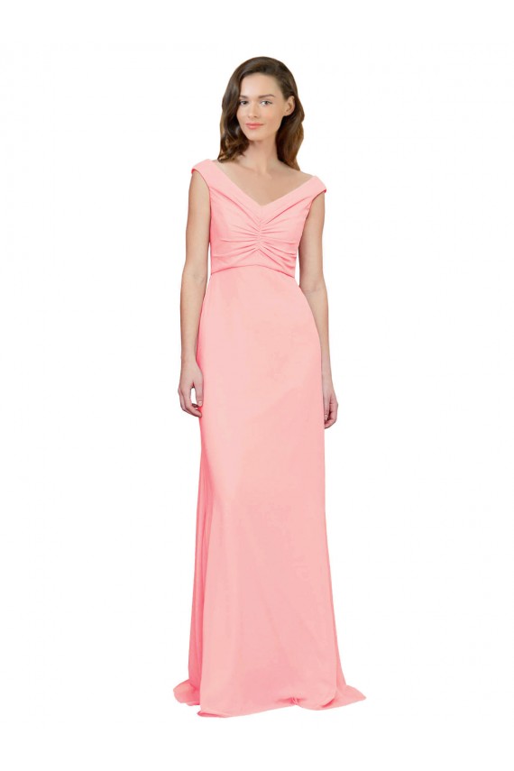 Outlet Luxe Chiffon Bridesmaid Dress with Shoulder Tip Gathered Bodice UK