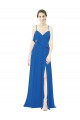 Outlet Spaghetti Strap Chiffon Bridesmaids Dress with Asymmetrical Ruffle and Front Slit UK