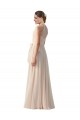 Outlet Tie Neck Long Chiffon A-Line Bridesmaid Dress with Sheer Back UK