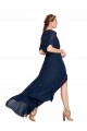 Outlet V-Neck Plush Chiffon Bridesmaid Dress with Flutter Sleeves UK