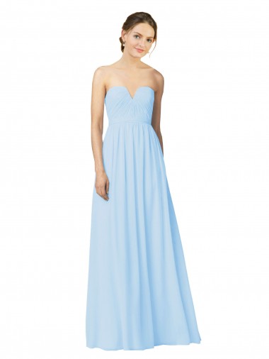 Outlet Full Length Chiffon Bridesmaid Dress with Deep Sweetheat and Shirred Bodice UK