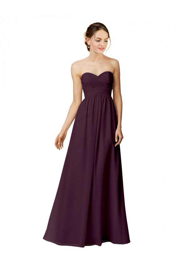Outlet Strapless Chiffon Bridesmaid Dress with Criss Cross Shirred Bodice UK