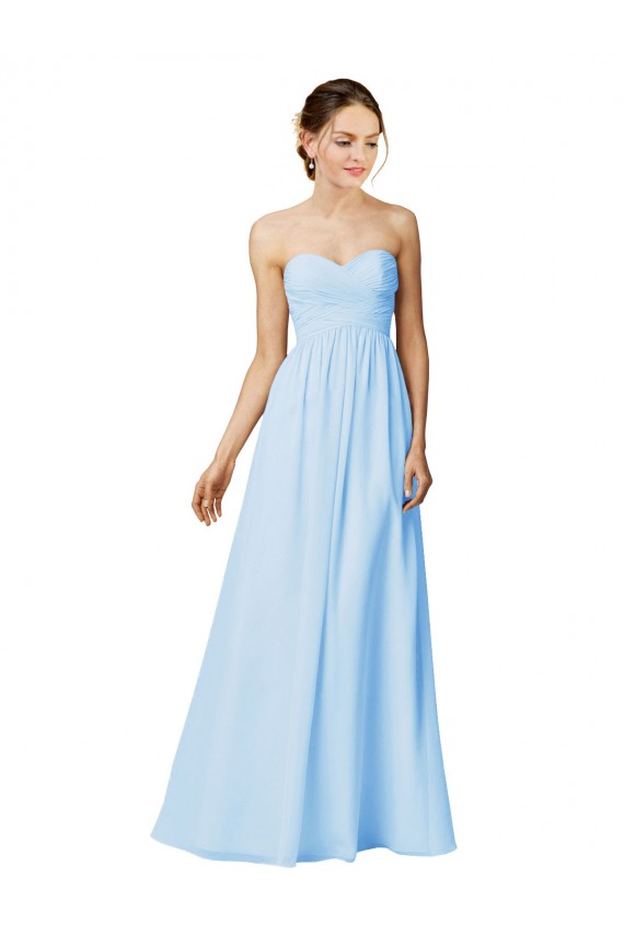 Outlet Strapless Chiffon Bridesmaid Dress with Criss Cross Shirred Bodice UK
