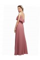 Outlet Draped Long Chiffon Bridesmaid Dress with Straps and Layers UK