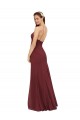Outlet High Halter Neck Long Chiffon Bridesmaid Dress with Low Scoop Back UK