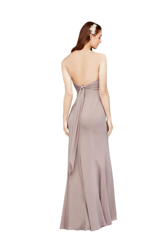 Outlet Fit and Flare Long Chiffon Bridesmaid Dress / Prom Dress with Sash and Open Back UK