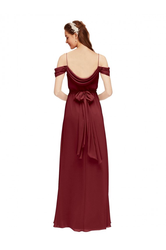 Outlet Grecian Inspired Draped Off the Shoulder Long Chiffon Bridesmaid Dress UK