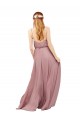Outlet Long Chiffon Bridesmaid Dress with Spaghetti Strap Bodice UK