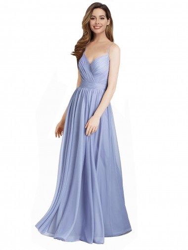 Outlet Ruched Criss Over Bodice Chiffon Bridesmaid Dress with Lace Open Back UK