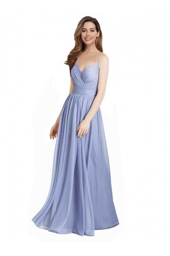 Outlet Ruched Criss Over Bodice Chiffon Bridesmaid Dress with Lace Open Back UK