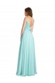 Outlet Long V-Neck Chiffon Bridesmaid Dress with Satin Bodice UK