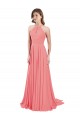 Outlet Draped A-Line Chiffon Bridesmaid Dress with Halter Keyhole Neckline UK