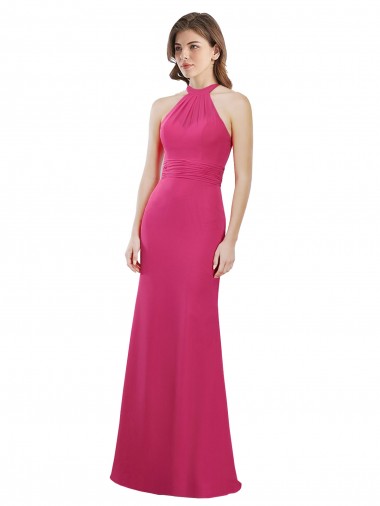 Outlet Slim A-Line Long Chiffon Bridesmaid Dress with Strappy Back UK