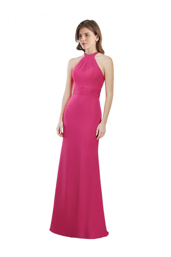 Outlet Slim A-Line Long Chiffon Bridesmaid Dress with Strappy Back UK
