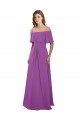 Outlet Draped Off The Shoulder Chiffon Bridesmaid Dress with Spaghetti Straps and Ruffled Neckline UK