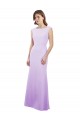 Outlet Chiffon Column Bridesmaid Dress with High Round Neckline and Cap Sleeves UK