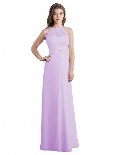 Outlet Sweetheart Long Chiffon Bridesmaid Dress with Halter Straps UK