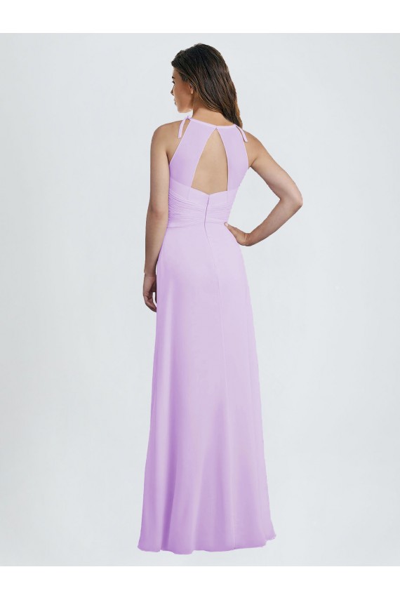 Outlet Sweetheart Long Chiffon Bridesmaid Dress with Halter Straps UK