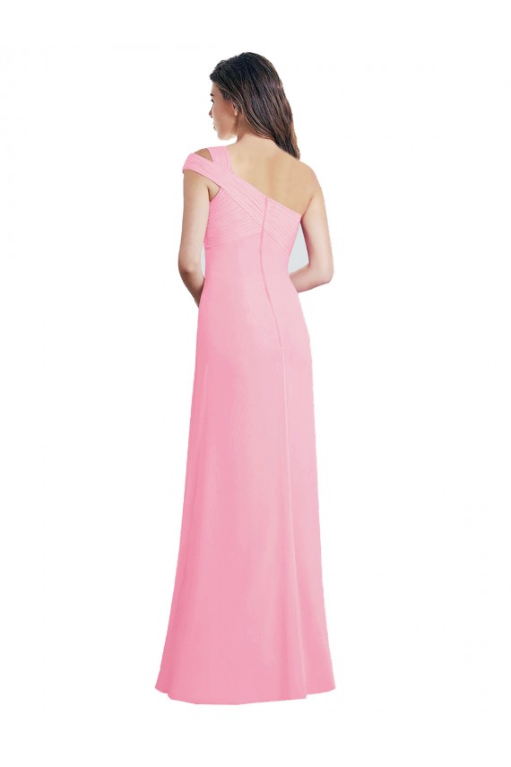 Outlet Single Shoulder Chiffon Bridesmaid Dress with Draped Bodice UK