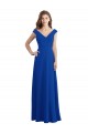 Outlet Draped Shoulder V-Neck Long Chiffon Bridesmaid Dress UK