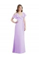Outlet Ruffled Neckline Cold Shoulder Long Chiffon Bridesmaid Dress UK