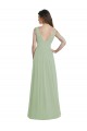 Outlet V-Neck A-Line Long Chiffon Bridesmaid Dress with Draped Bodice UK
