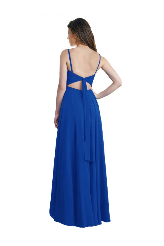 Outlet Draped High Low Chiffon Bridesmaid Dress with Cross Over Bodice UK