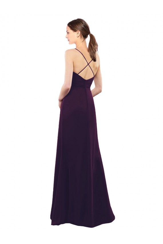 Outlet Floor Length A-Line Chiffon Bridesmaid Dress with Criss Cross Back UK