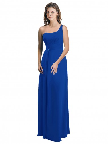 Outlet One Shoulder A-Line Chiffon Bridesmaid Dress with Pleated Bodice UK