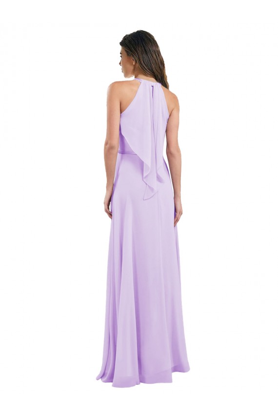 Outlet Halter Chiffon A-Line Bridesmaid Dress with Flounce Back UK