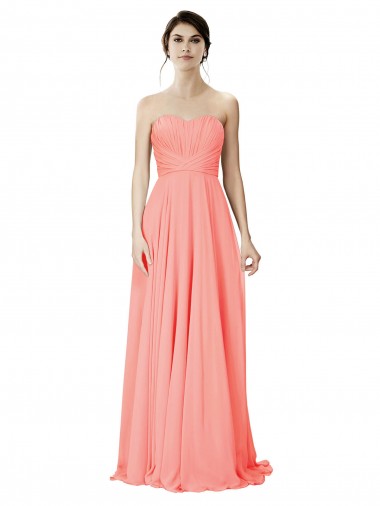 Outlet Strapless Chiffon Bridesmaid Dress with Ruched Sweetheart Neckline UK