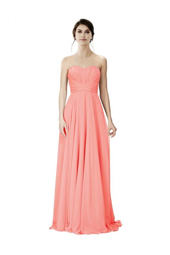 Outlet Strapless Chiffon Bridesmaid Dress with Ruched Sweetheart Neckline UK