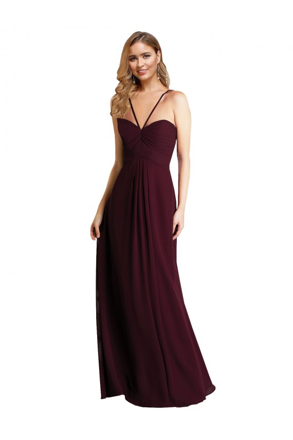 Outlet Long Chiffon Bridesmaid Dress with Sweetheart Neckline UK