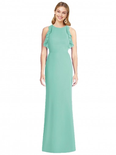Outlet Jewel Neck Mermaid Open Back Chiffon Bridesmaid Dress UK