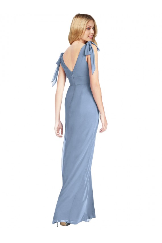 Outlet Bow-Shoulder Sleeveless Deep V-Back Mermaid Bridesmaid Dress UK