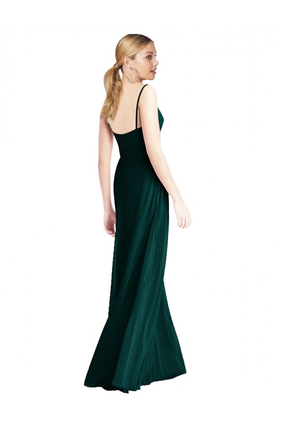 Outlet Wide V-Neck Long Spaghetti Strap Chiffon Bridesmaid Dress UK
