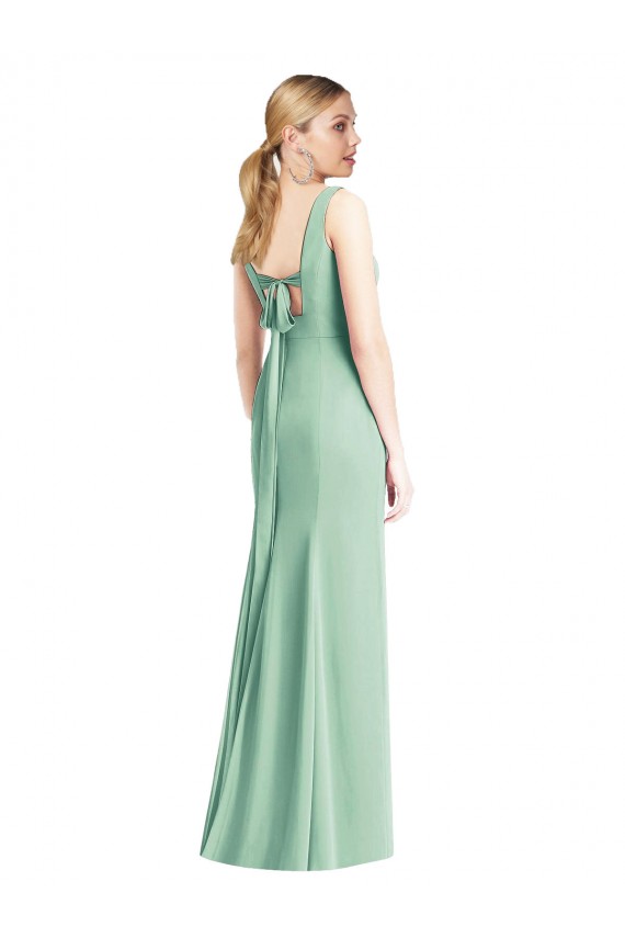 Outlet Sleeveless Tie Back Chiffon Trumpet Chiffon Bridesmaid Dress UK