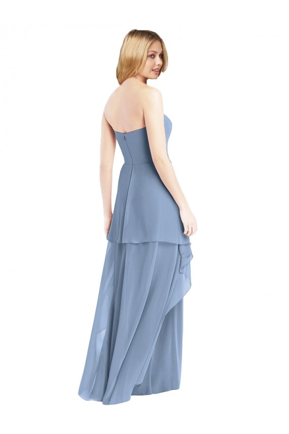 Outlet Strapless Chiffon Bridesmaid Dress with Skirt Overlay UK