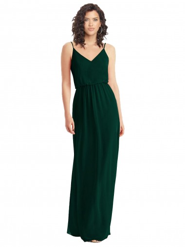 Outlet V-Neck Blouson Bodice Chiffon Maxi Bridesmaid Dress UK