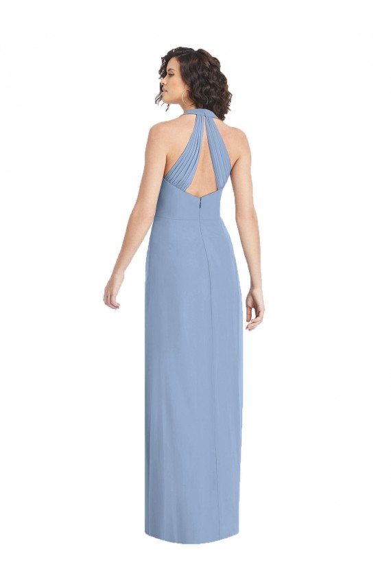 Outlet V-Neck Halter Back Straps Chiffon Formal Bridesmaid Dress UK