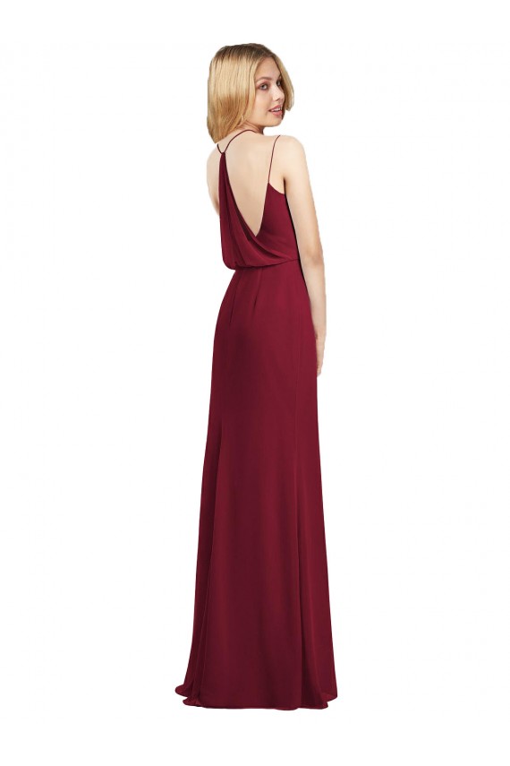 Outlet Full Length Draped Blouson Back Chiffon Maxi Bridesmaid Dress UK