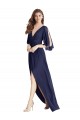 Outlet Split Sleeves Backless Chiffon Maxi Bridesmaid Dress UK