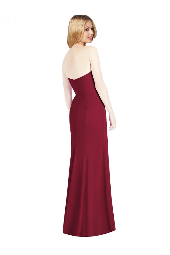 Outlet Strapless Chiffon Trumpet Bridesmaid Dress with Front Slit UK