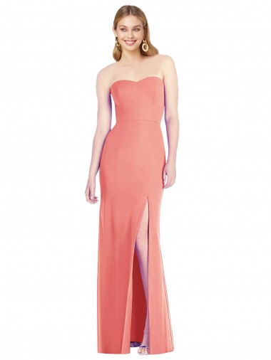 Outlet Strapless Chiffon Trumpet Bridesmaid Dress with Front Slit UK