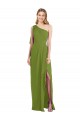 Outlet One Shoulder Chiffon Bridesmaid Dress with Draped Front Slit UK
